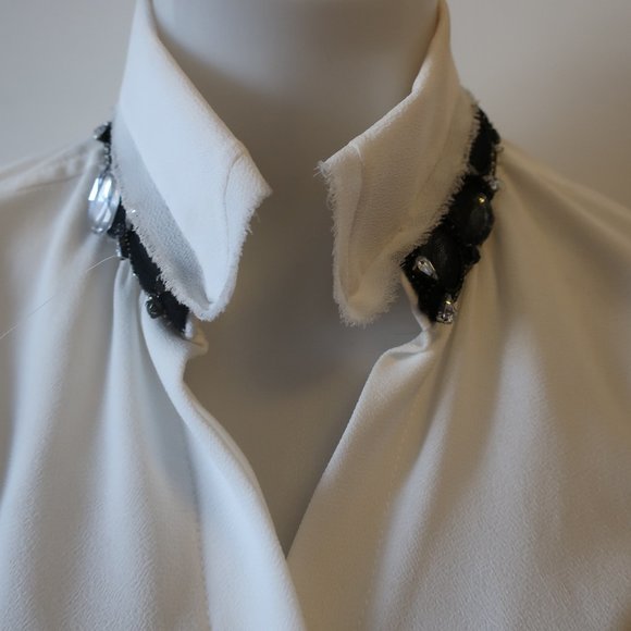 CHRISTINA MAKOWSKY RHINESTONE COLLAR BLOUSE S * - Picture 3 of 16